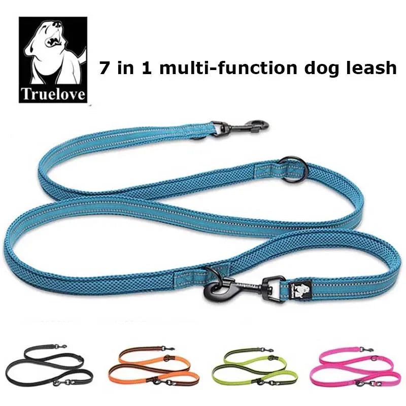 7-in-1 Adjustable Hands-Free Dog Leash - Reflective Multi-Function Double Lead for 2 Dogs (2.0 m / 6.6 ft, 2.5 m / 8.2 ft)