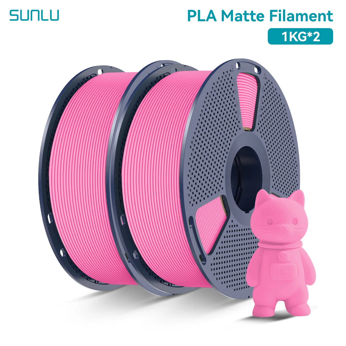 PLA Matte Filament 1.75mm 1kg Spool (2.2 lb) 2-Pack, Matte Finish Neatly Wound for FDM 3D Printers