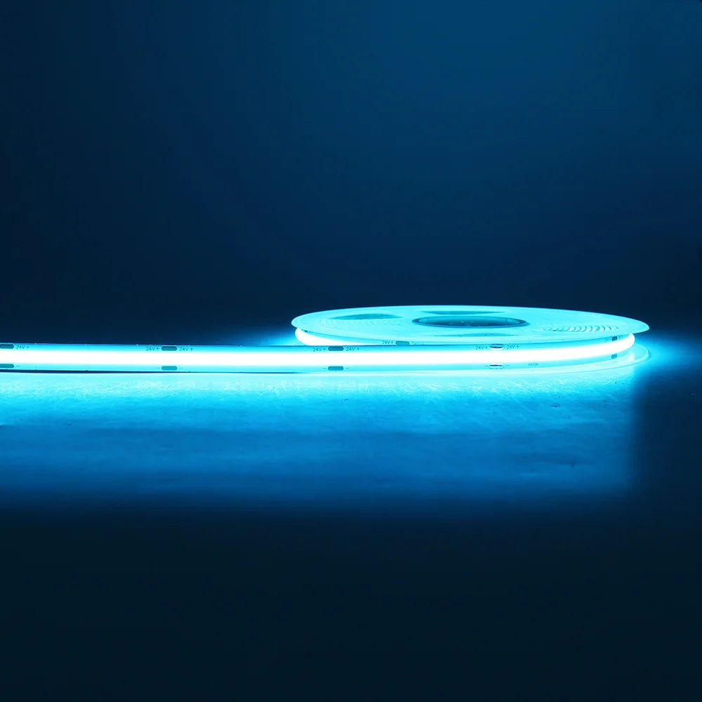 COB LED Strip Light 12V/24V — 3mm 5mm 8mm 10mm PCB Flexible Tape, High CRI >90, RGB & Warm/Cool White (3000K/4000K/6000K)