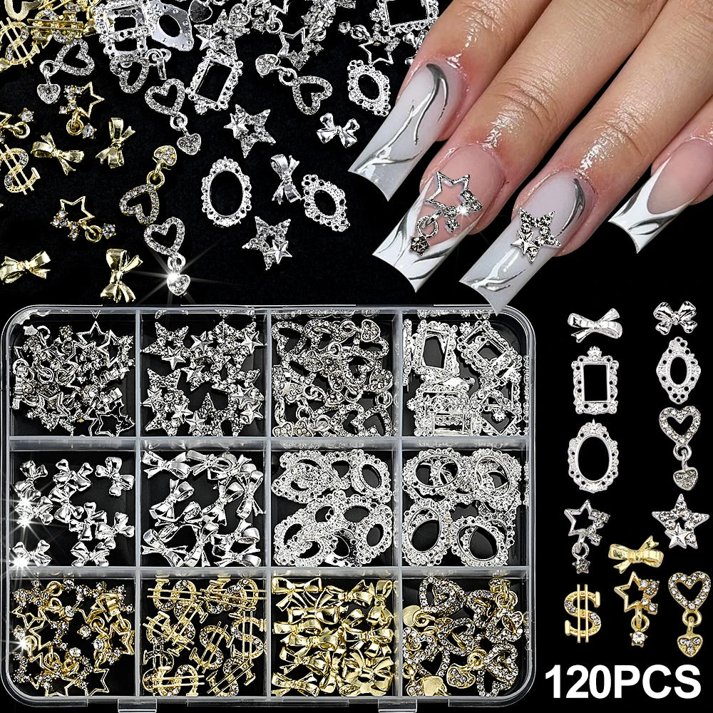 120-Pack Silver 3D Bowknot Nail Charms view 9