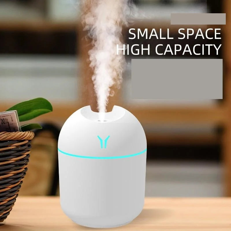 250ml (8.45 fl oz) USB Mini Humidifier & Essential Oil Diffuser for Home and Car — Ultrasonic Quiet Aroma Diffuser with LED Color Light