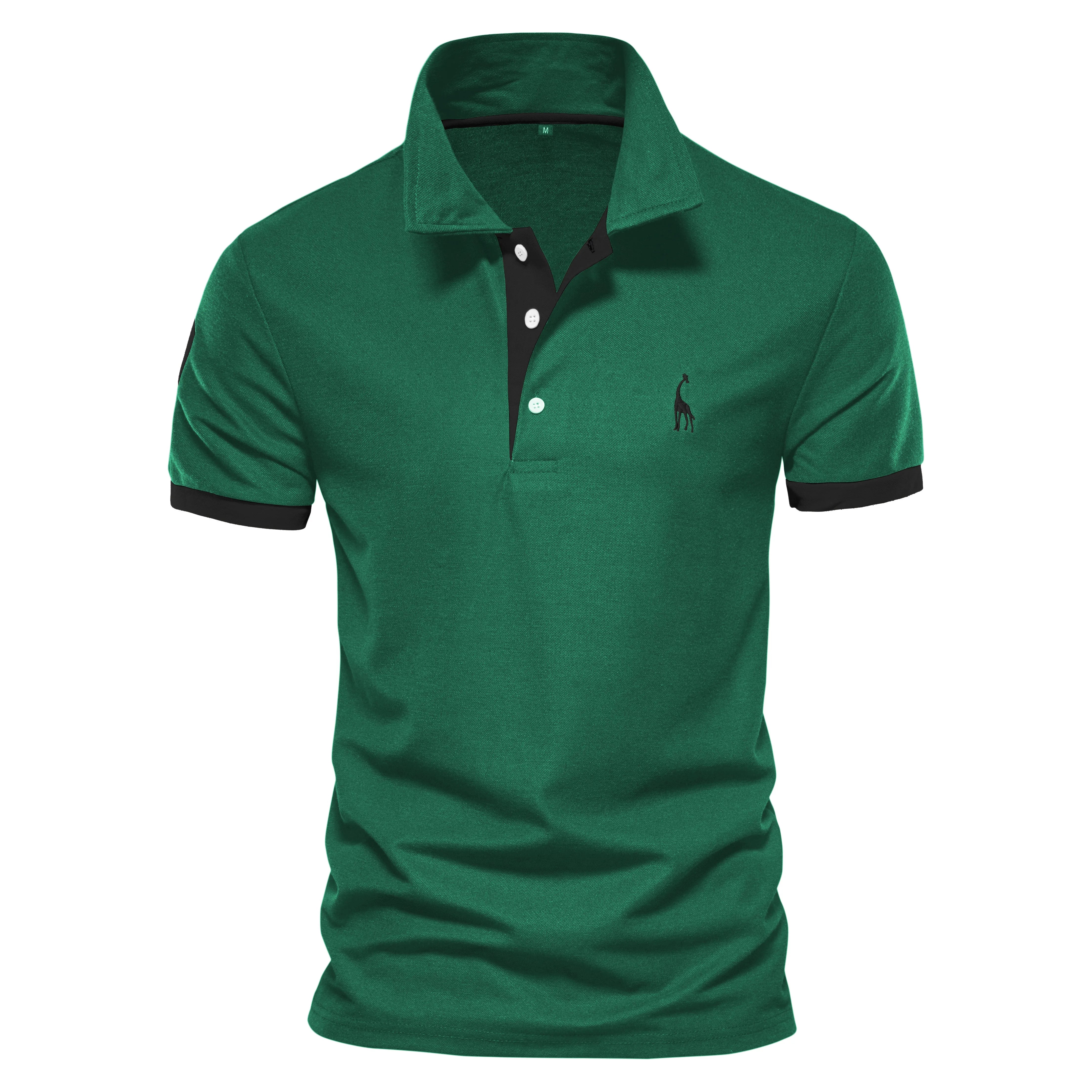 Men's Embroidered Giraffe Polo Shirt - Short Sleeve Cotton-Poly Casual Business Summer Polo