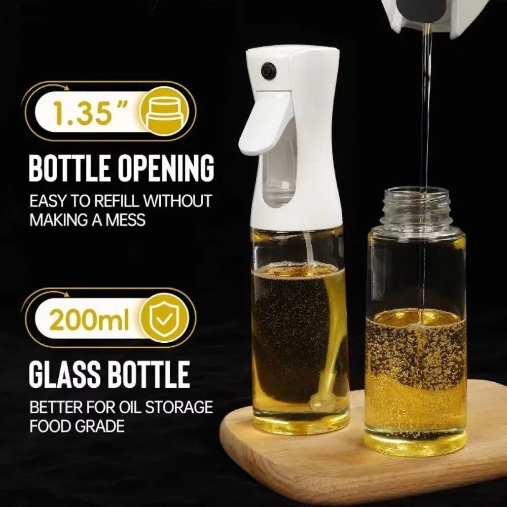 Olive Oil Spray Bottle for Cooking Reusable Food-Grade Oil & Vinegar Mister 200/300/500ml (6.8/10.1/16.9 fl oz)