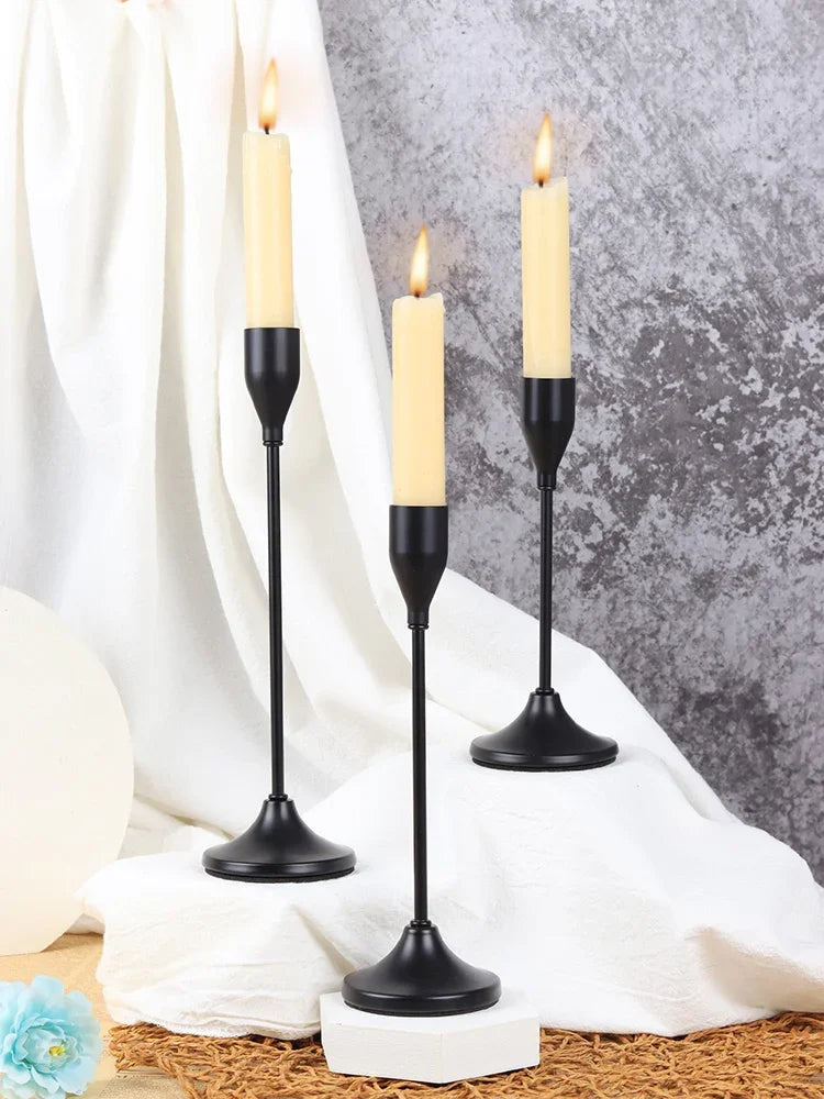 3-Piece European Style Metal Candle Holders Set for Wedding Table, Home & Christmas