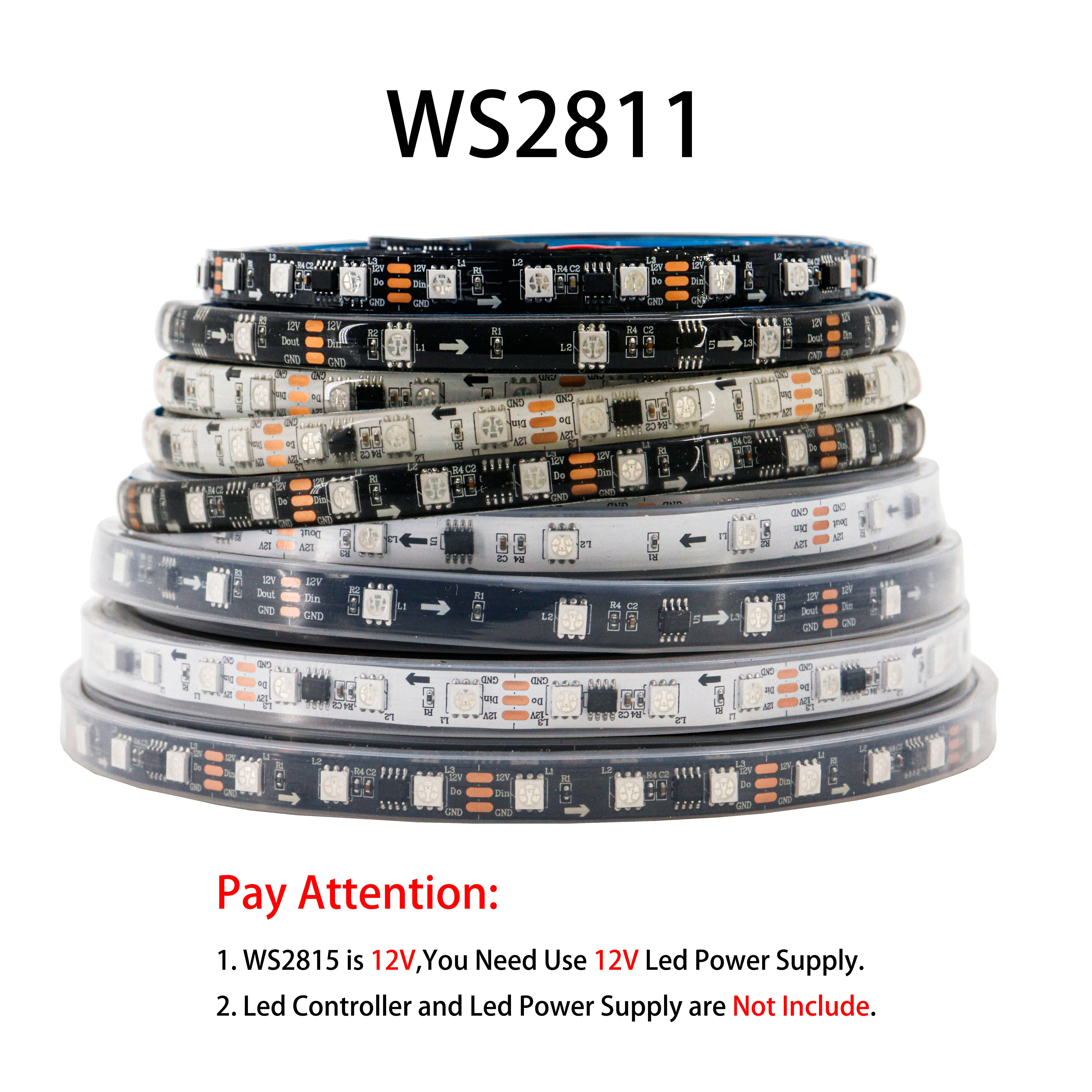 5050 RGB Addressable LED Strip Lights – Individually Addressable 30/60/144 LEDs per Meter, Smart RGB Tape, 5V/12V DC, IP30/IP65/IP67