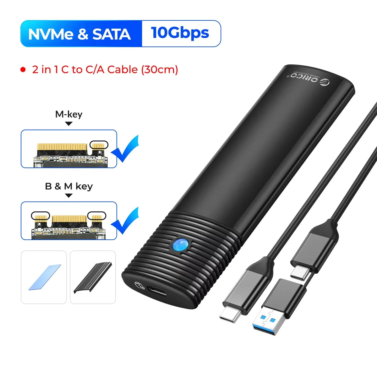 2.5-Inch SATA to USB-C HDD Enclosure — Tool-Free, Up to 6TB, UASP