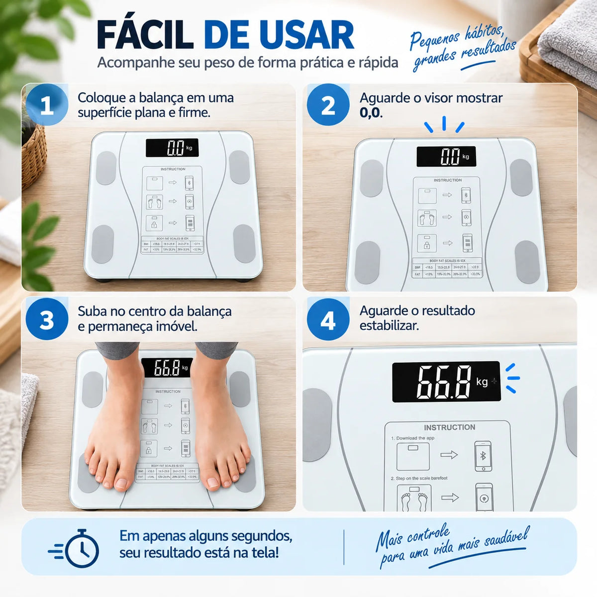 Smart Bluetooth Body Composition Scale Bioimpedance Body Fat & Weight Monitor 180 kg (397 lb)