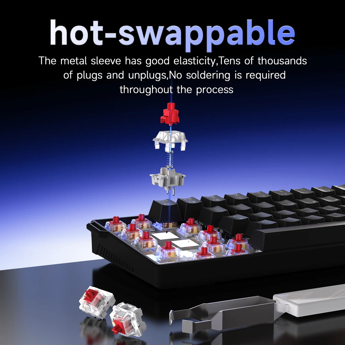 60% Mechanical Gaming Keyboard 61-Key Wired RGB Hot-Swappable Red Switch Mini Keyboard for PC