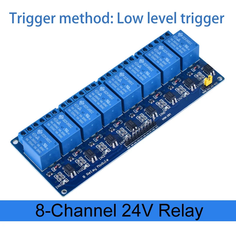 1/2/4/6/8-Channel DC Relay Module Board Shield with Optocoupler — 5V/12V/24V High & Low Level Trigger for Arduino Raspberry Pi