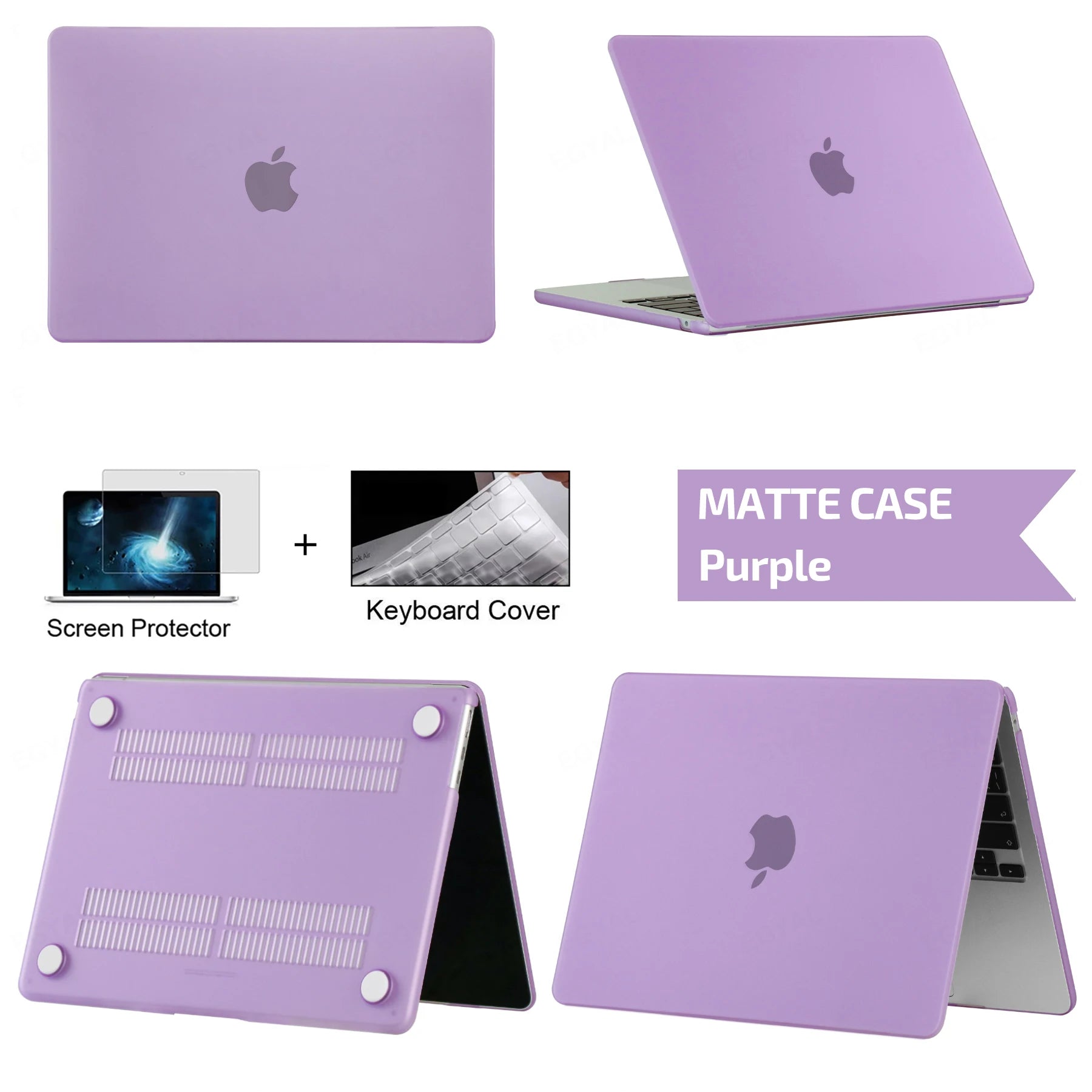 Hard Shell Protective Laptop Case for MacBook Air & Pro 13/13.6/14/16 Inch – PVC Snap-On Cover with Keyboard Cover & Screen Protector