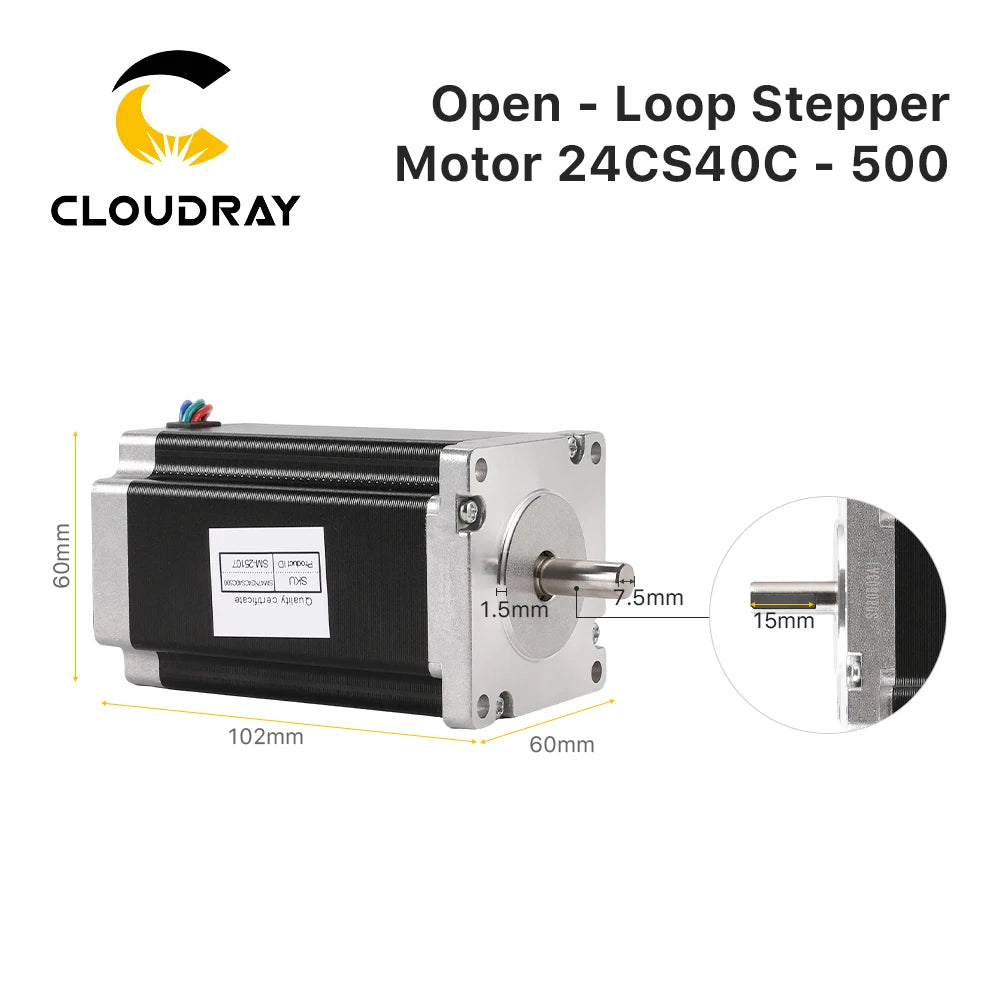 NEMA 24 2-Phase Stepper Motor 60mm (2.36 in) 4.0 N·m 5A 4-Lead for CNC Router Engraving Milling 3D Printer