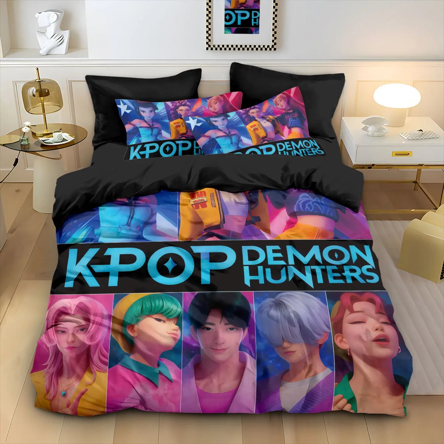 Anime Demon Hunter Zoey Mira Duvet Cover Set 3D Print Bedding for Girls Kids Teens Adults Single Double King