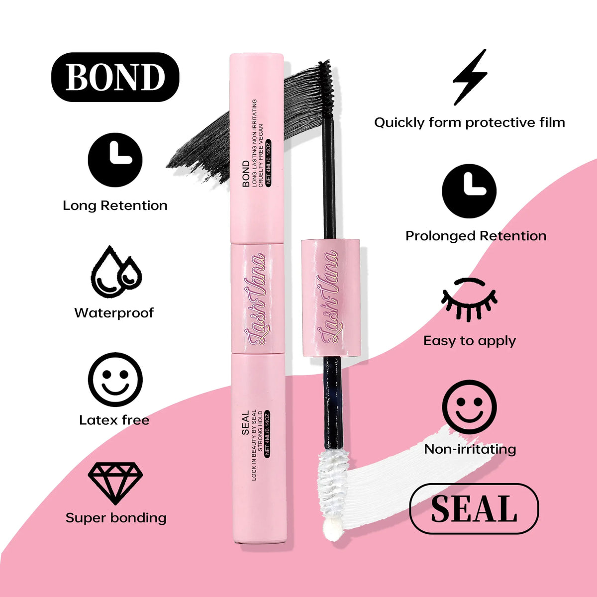 DIY Eyelash Extension Kit – Cluster Lashes with Dual-Ended Bond & Seal Glue, Tweezers and Makeup Accessories
