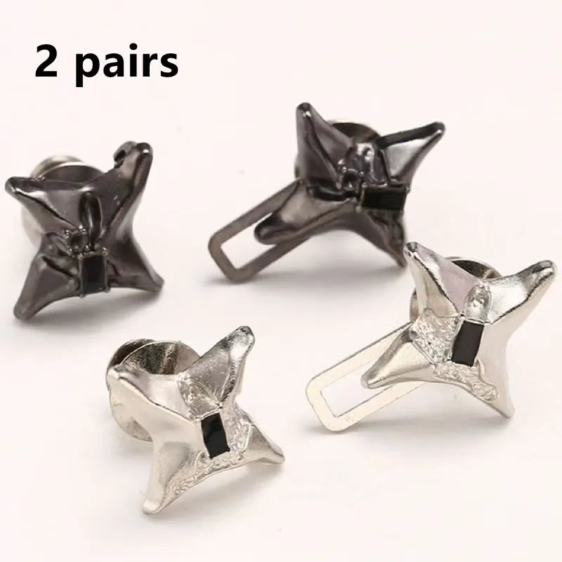 Adjustable Metal Waist Buckle for Women Jeans – Four-Point Star Geometric Belt Accessory, One-Size