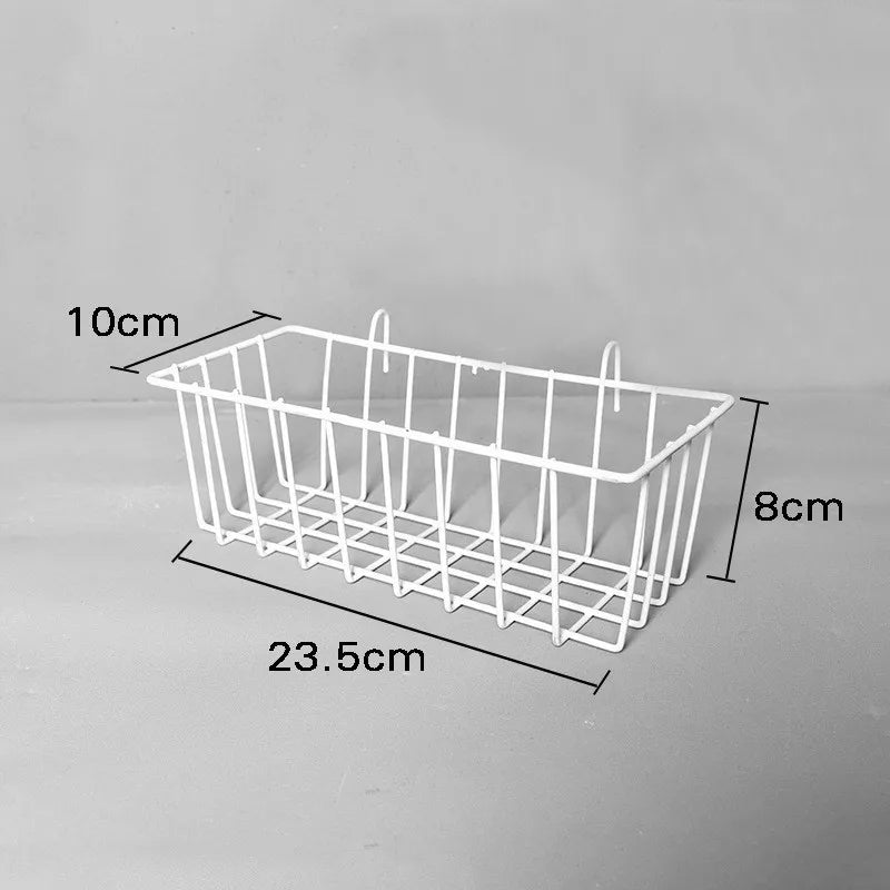 Wall Mounted Wire Grid Organizer with Removable Baskets, Hooks and Shelves, Iron Mesh Storage Panel