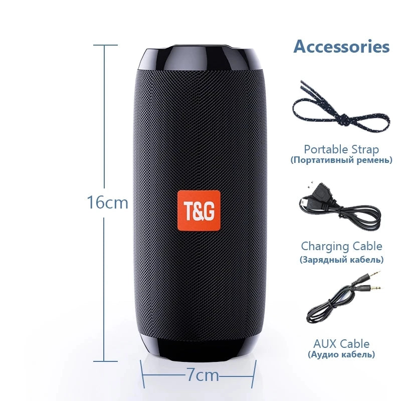 Portable Wireless Bluetooth Speaker 10W — TWS, FM Radio, IPX5 Waterproof, 1200mAh Handsfree
