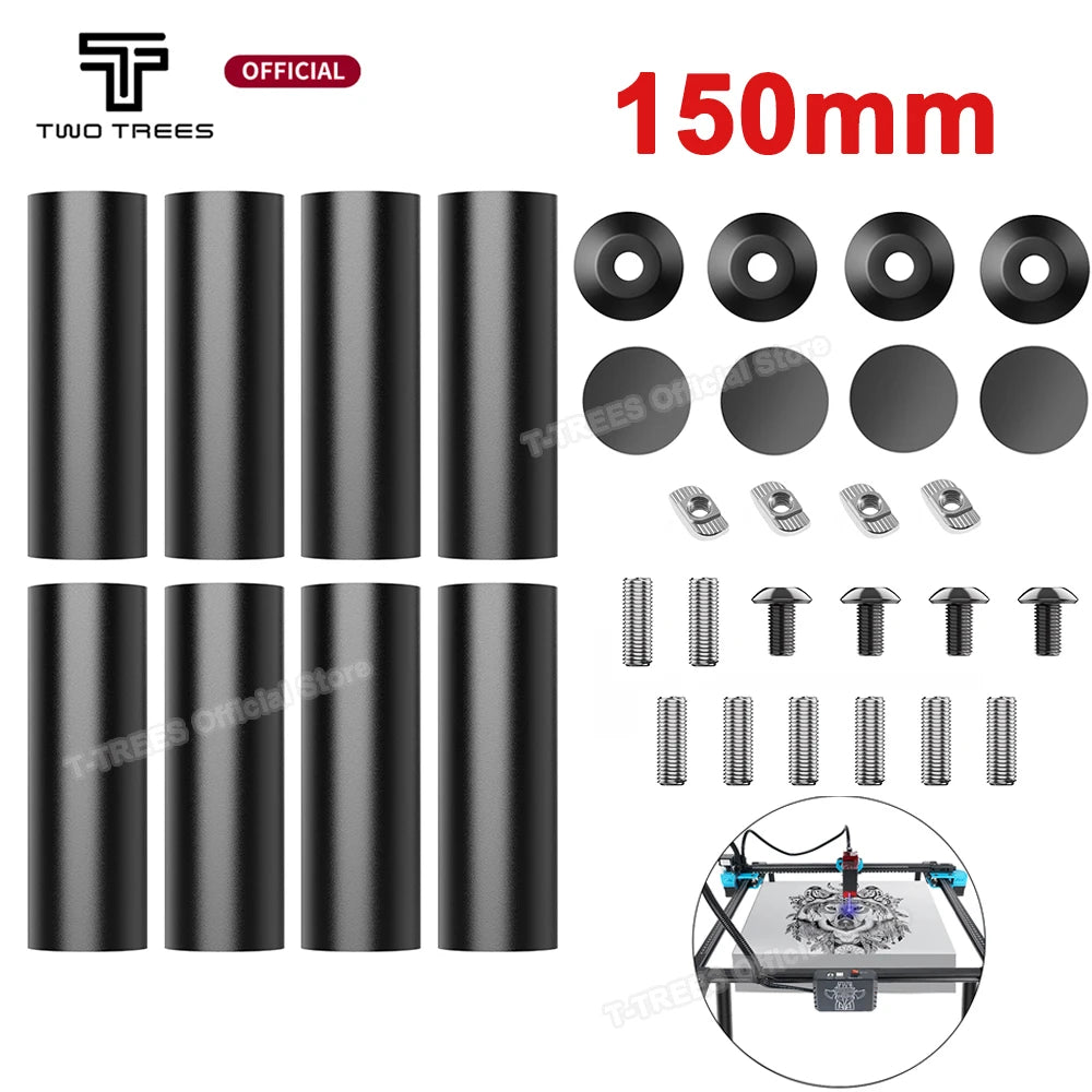 Heightening Column Kit 150mm (5.9 in) for Laser Engraver - Leg Extension & Rotary Support, Compatible with Most Machines