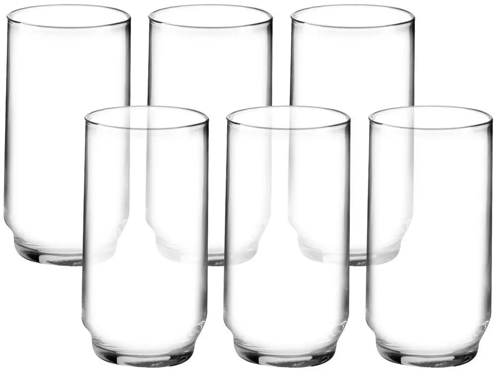 Smooth Glass Tumbler Set, 6-Piece 300ml (10.1 fl oz) Long Drink Glasses
