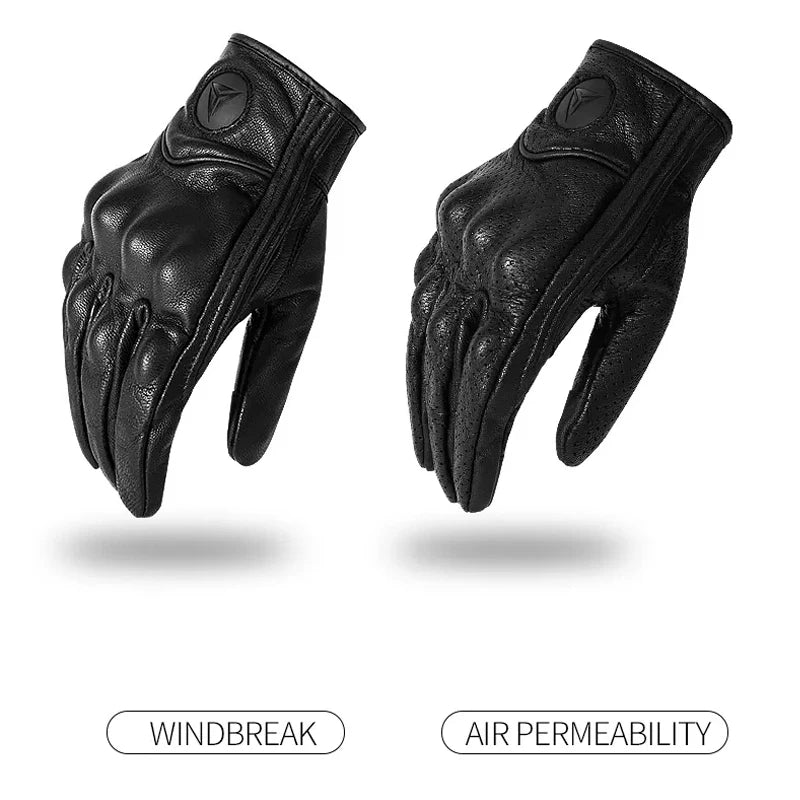 Motorcycle Leather Gloves Unisex – Carbon Knuckle, Touchscreen Winter Riding Gloves for Motorbike, Motocross and ATV