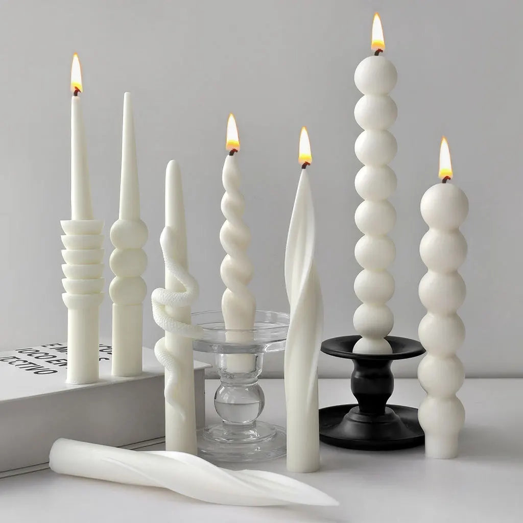 Geometric Spiral Long Rod Silicone Candle Mold for Handmade Aroma Candles & DIY Candle Making Supplies