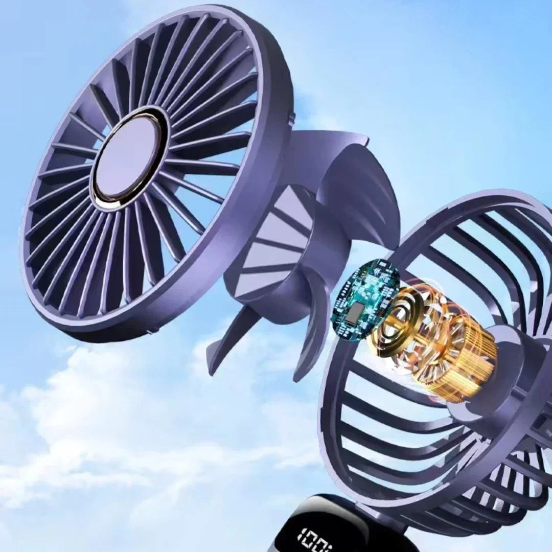 Portable USB Rechargeable Handheld Fan with LED Display, 90° Adjustable 5-Speed Mini Aromatherapy Fan