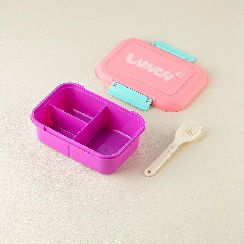 Microwave-Safe Leakproof Bento Lunch Box with Divided Compartments & Utensils — 7.1 x 4.9 x 2.7 in (18 x 12.5 x 6.8 cm)