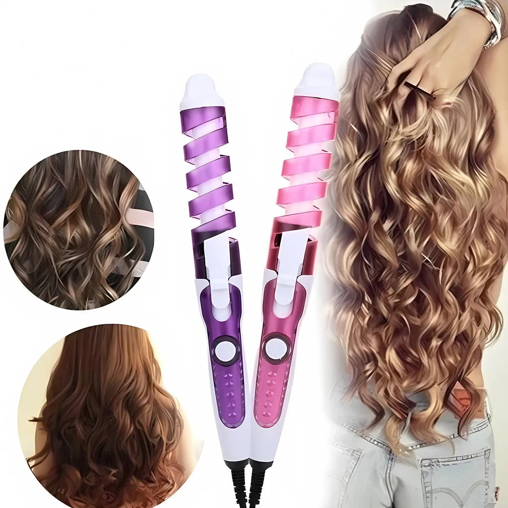 Professional Curl Styler & Ionic Hair Brush - 30s Rapid Heat, Lightweight Salon Design for Waves & Curls