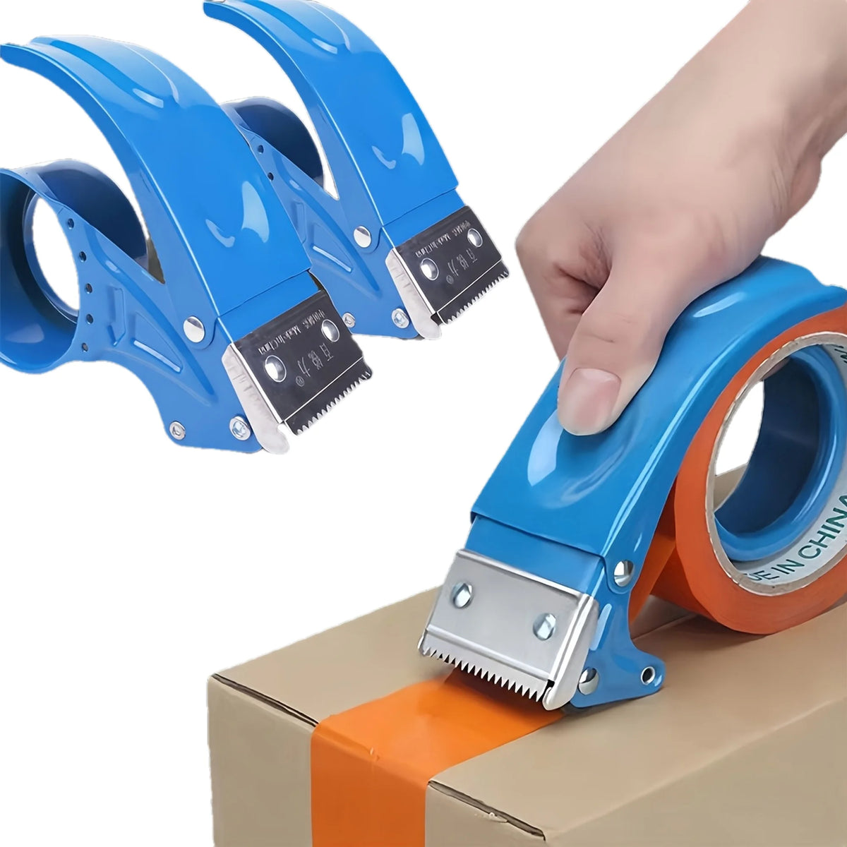 Handheld Metal Packing Tape Dispenser – Heavy-Duty 6 cm (2.36 in) Wide Shipping Tape Cutter, Reusable & Replaceable