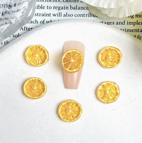 20pcs Lemon Resin Nail Charms – Mini Fruit Slice Nail Art Decorations, 11 x 12 mm (0.43 x 0.47 in) Mixed Colors