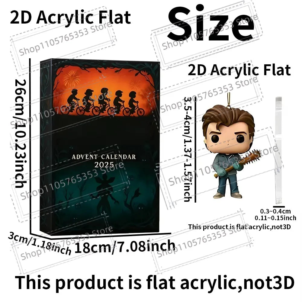 Stranger Christmas Advent Calendar Set – 2D Acrylic Ornament Collectible Fan Bundle for TV Show Fans