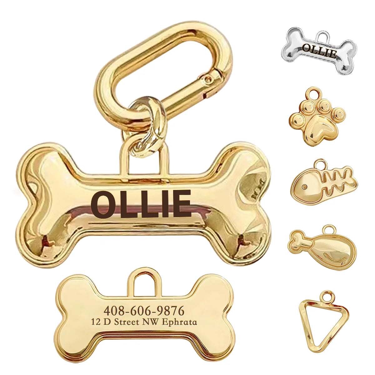 Personalized Pet ID Name Tag – Custom Engraved Anti-Lost Collar Tag for Dogs & Cats