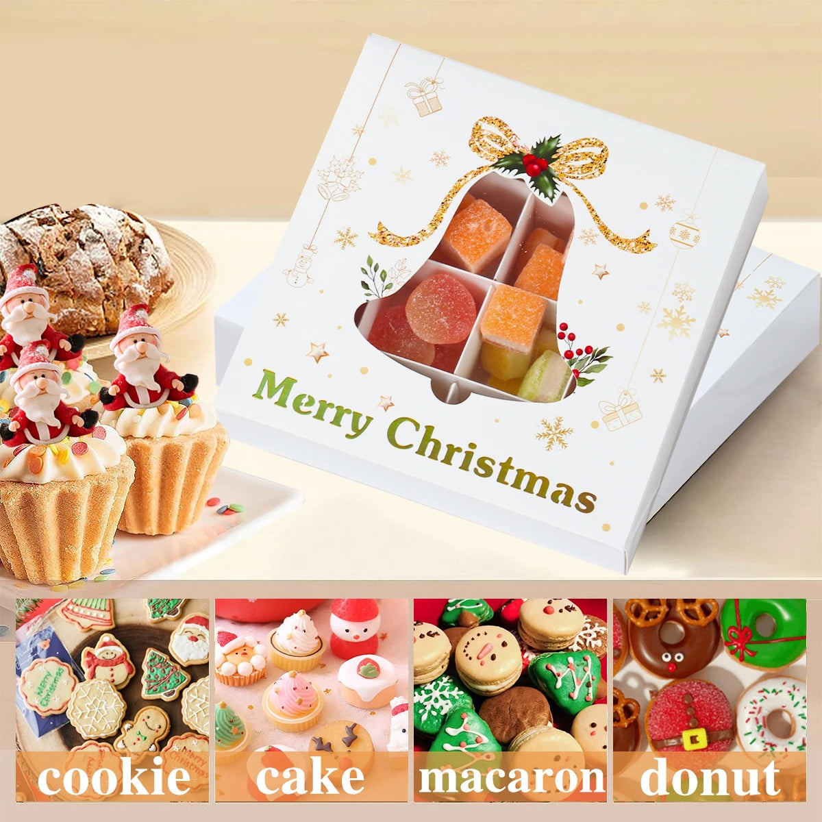 Christmas Kraft Candy & Cookie Gift Box for Holiday Treats