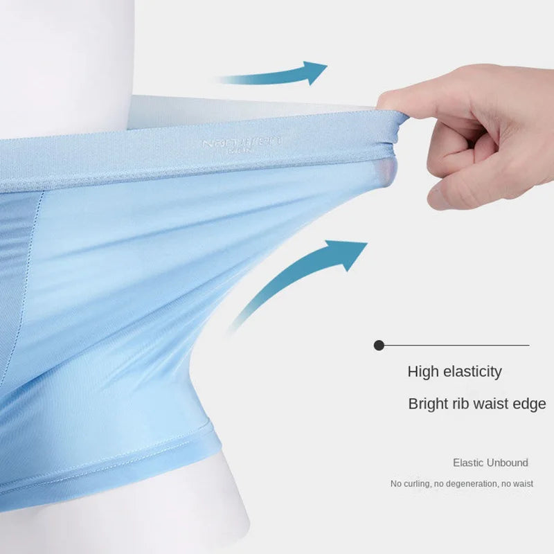 4-Pack Men's Ice Silk Boxer Shorts, Breathable Thin U-Pouch Underwear, Size L-6XL, Wholesale