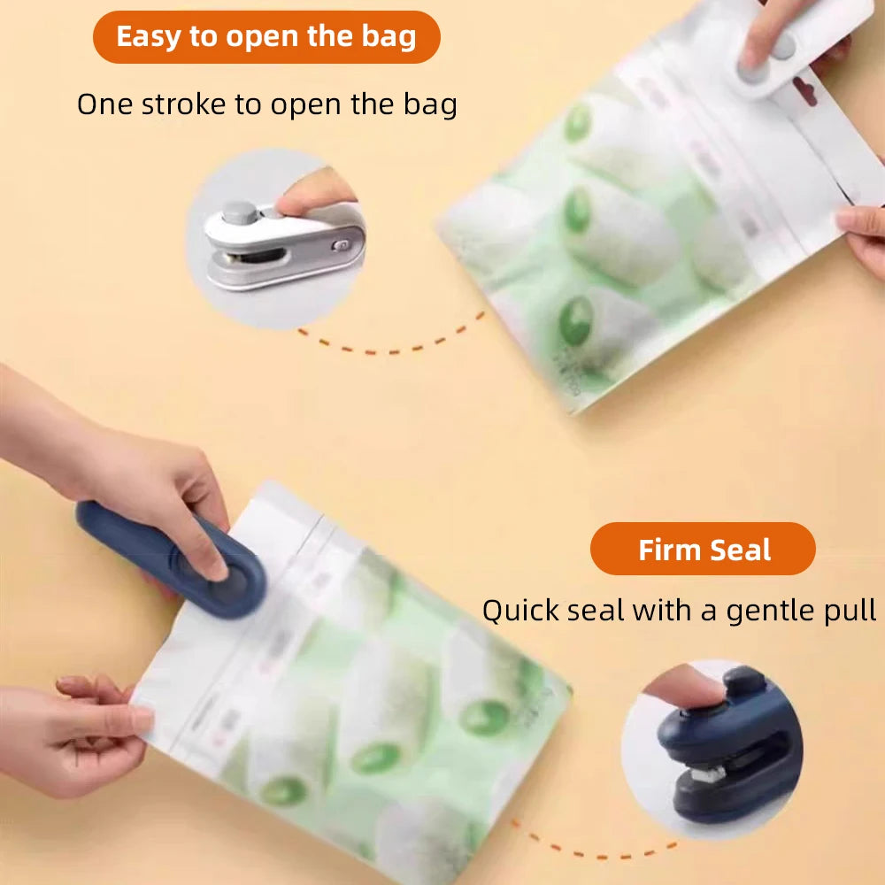 Mini Portable Handheld Heat Sealer USB Rechargeable Clip-On Bag Sealer for Snacks, Chips & Pet Food