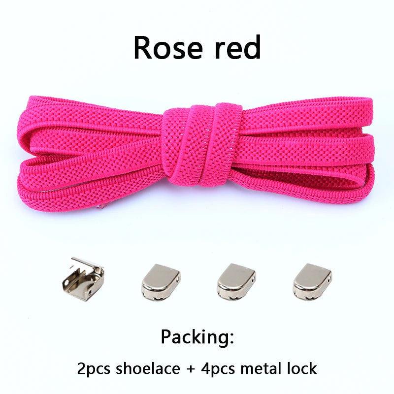 No-Tie Elastic Shoelaces with Metal Buckles – 1 Pair Quick Laces, One Size Fits All for Adults & Kids (105 cm / 41.3 in)