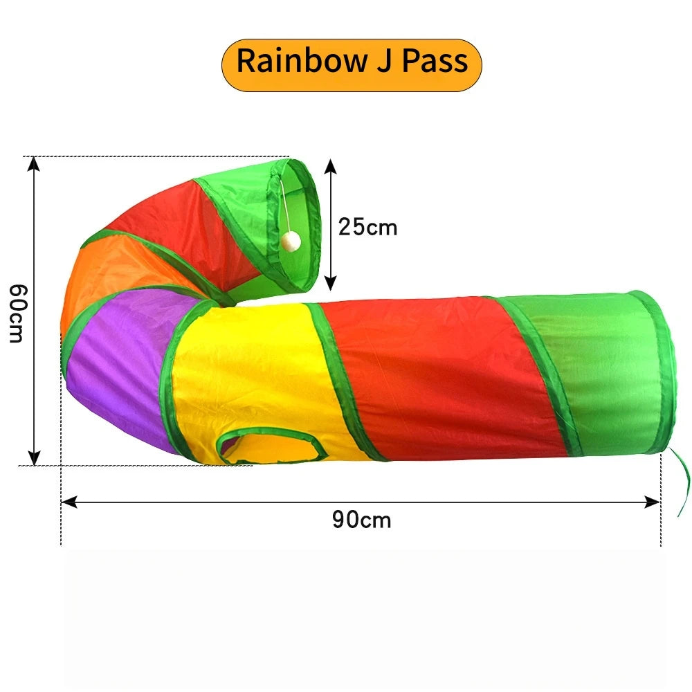 Foldable S-Shaped Cat Tunnel – Collapsible Play Tunnel for Cats, Rabbits & Small Pets, Interactive Crinkle Toy for Indoor Play