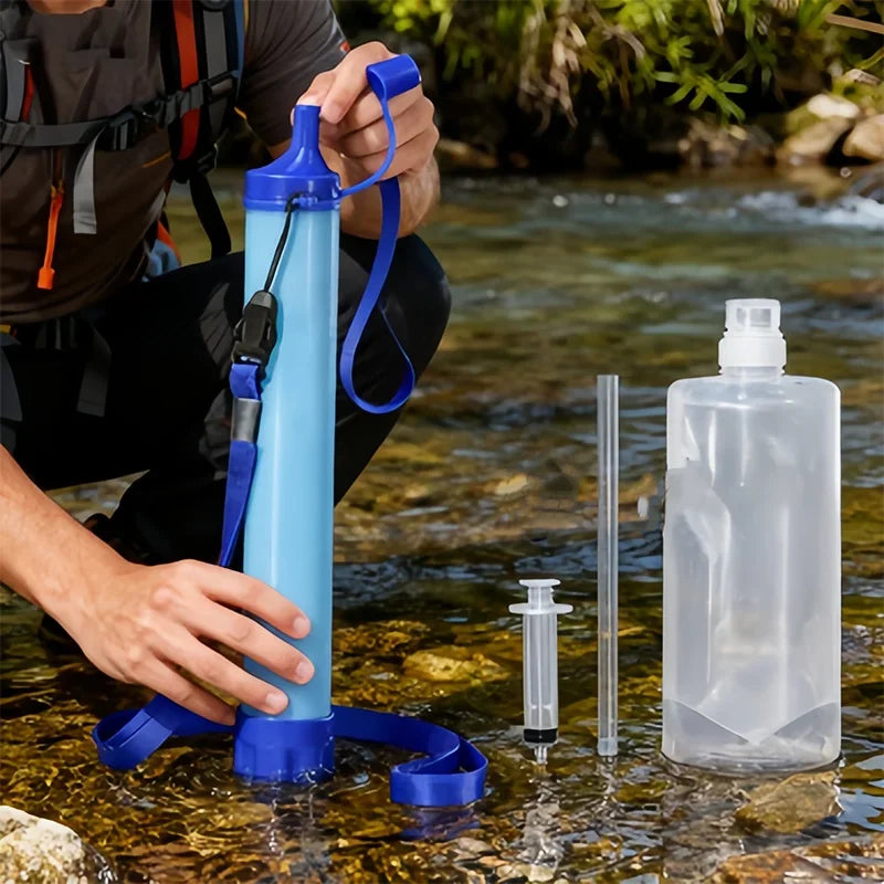 Personal Water Filter Straw - Portable 4-Stage Survival Purifier for Camping, Hiking and Emergency
