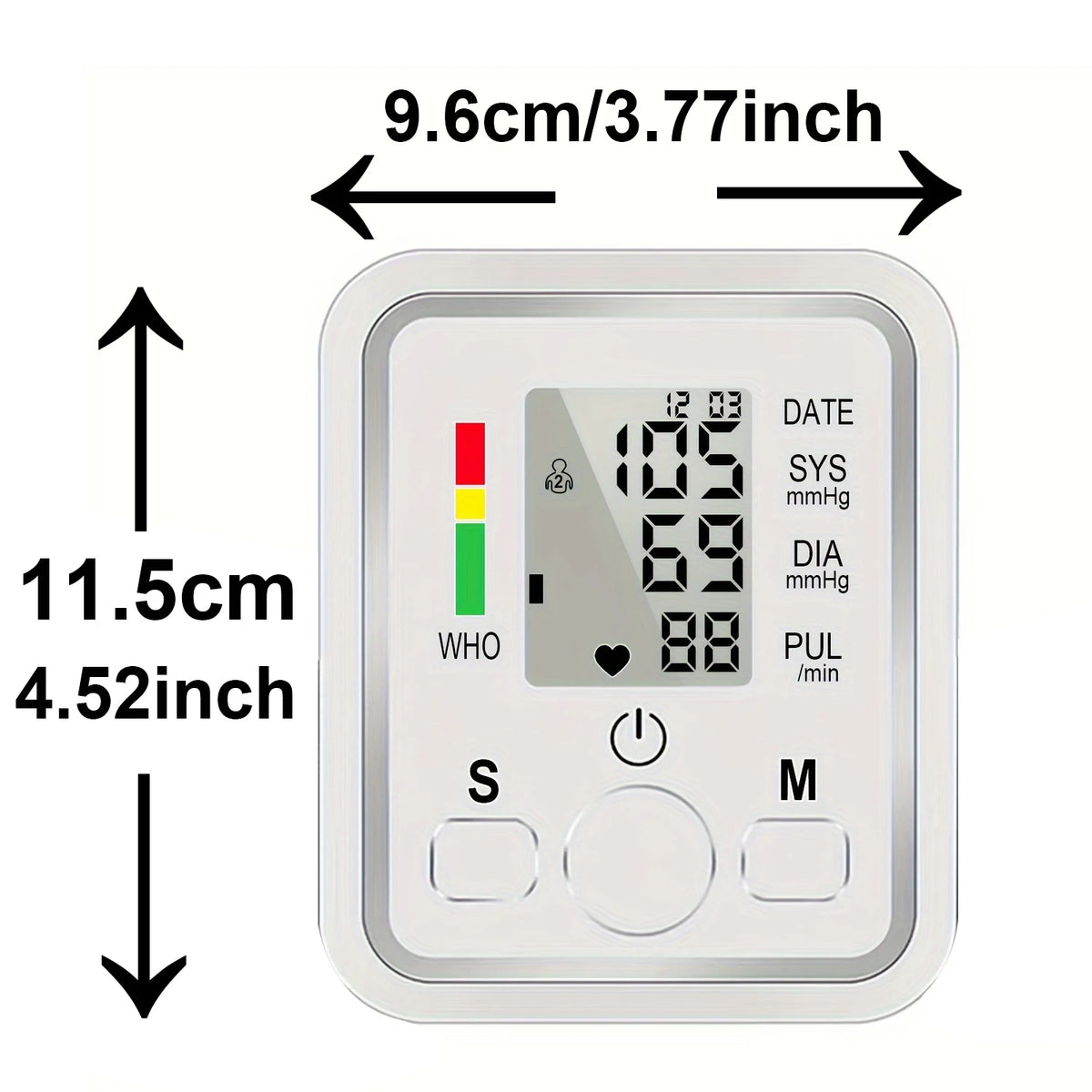Digital Upper Arm Blood Pressure Monitor with Large LED Display Automatic Home BP Cuff