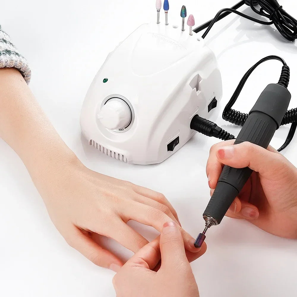 Electric Nail Drill 35000 RPM Professional Manicure & Pedicure Polisher Kit 65W with Handpiece and Foot Pedal
