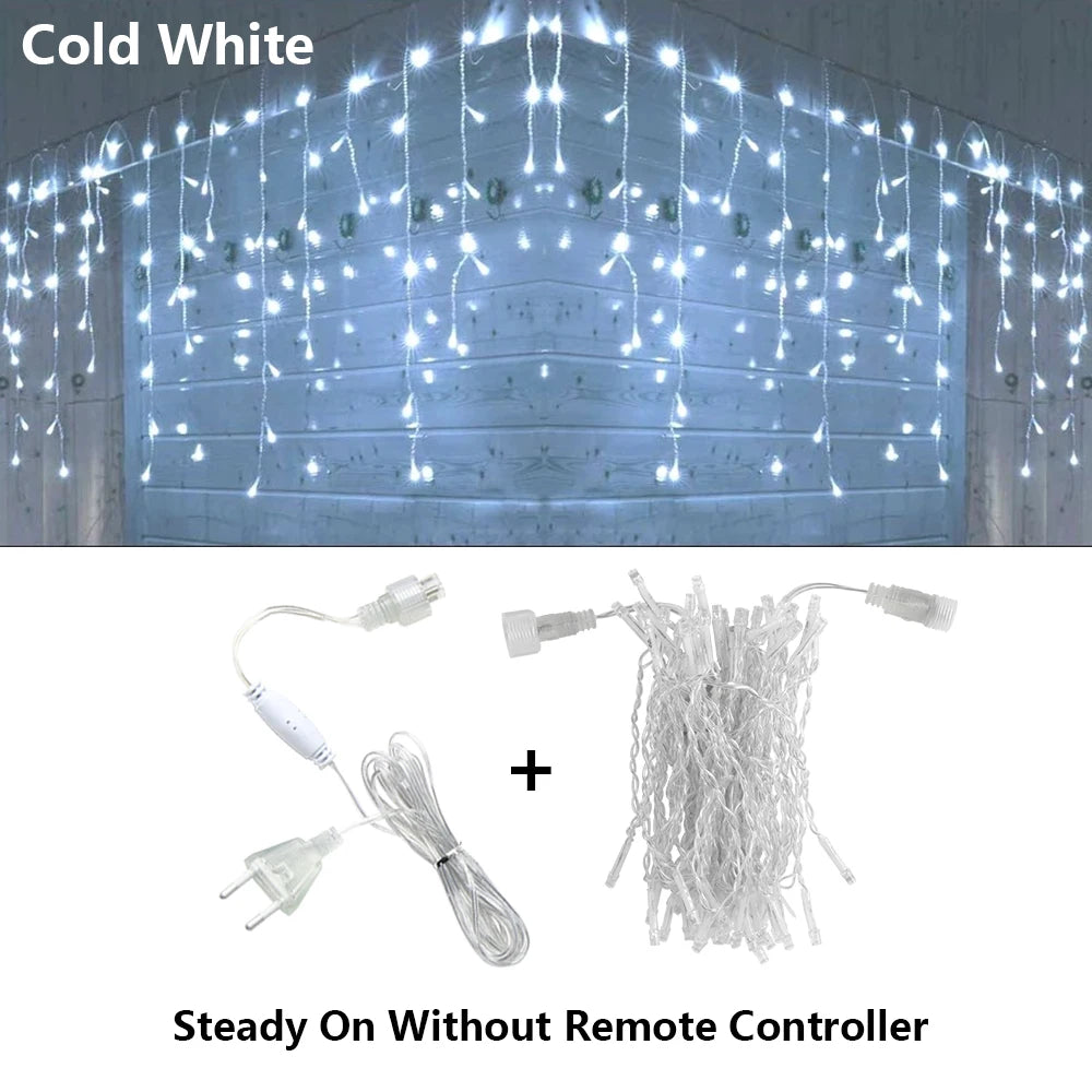 LED Icicle Curtain Fairy Lights – 3.5m to 40m (11.5–131 ft) Waterproof String Lights for Christmas, Wedding & Party Indoor Outdoor