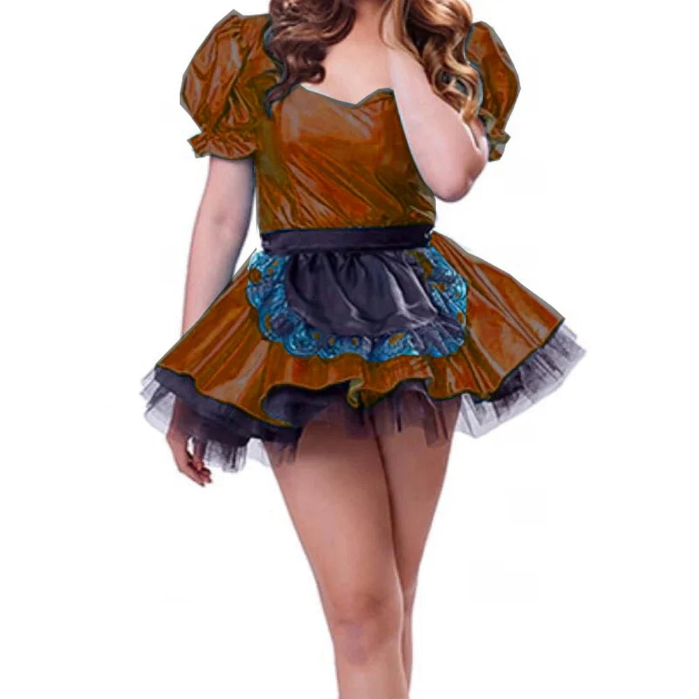 Women's Maid Cosplay Apron Dress - Lolita Puff Sleeve Mini Ball Gown, Plus Sizes XS–7XL