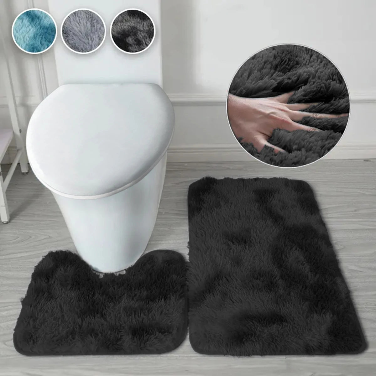 2-Pack Non-Slip Bathroom Mats – Absorbent Polyester Bath Rug Set for Shower, Tub & Doorway