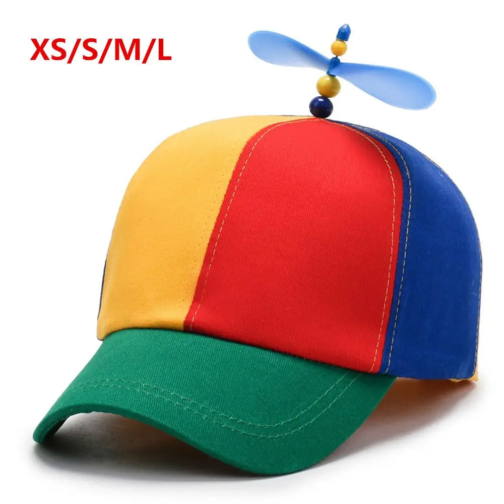Helicopter Propeller Snapback Hat - Rainbow Windmill Baseball Cap, Adjustable Novelty Dad Hat for Kids & Adults