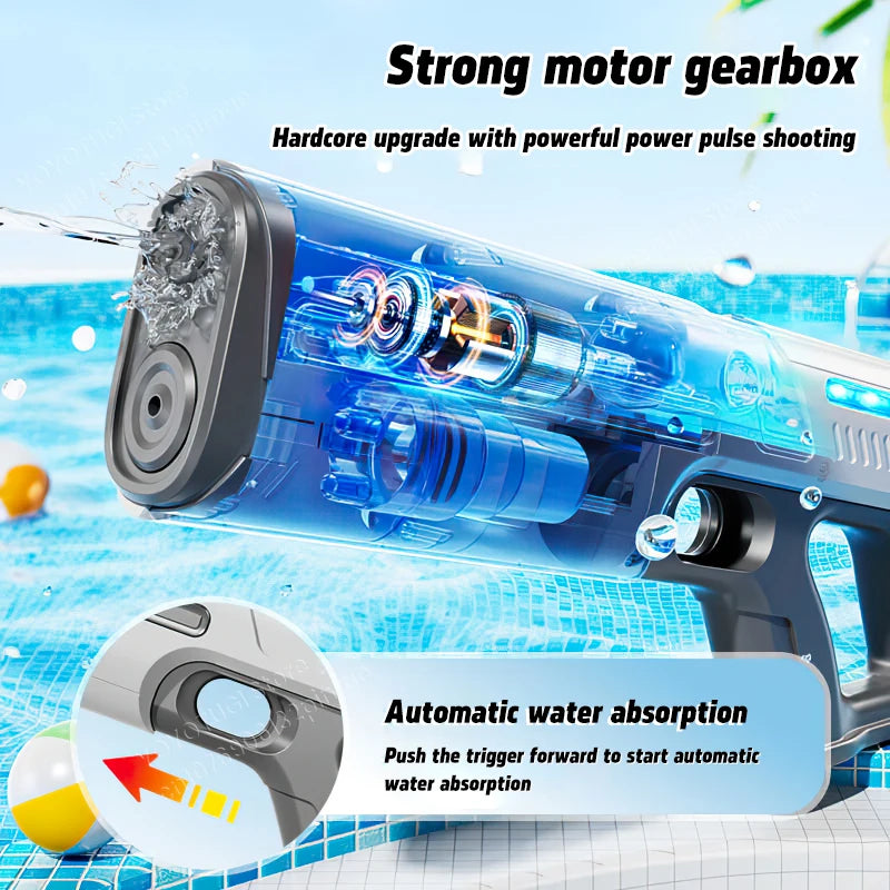 Automatic Electric Water Gun Large Capacity Water-Absorbing Toy for Kids Summer Outdoor Water Battle Gift