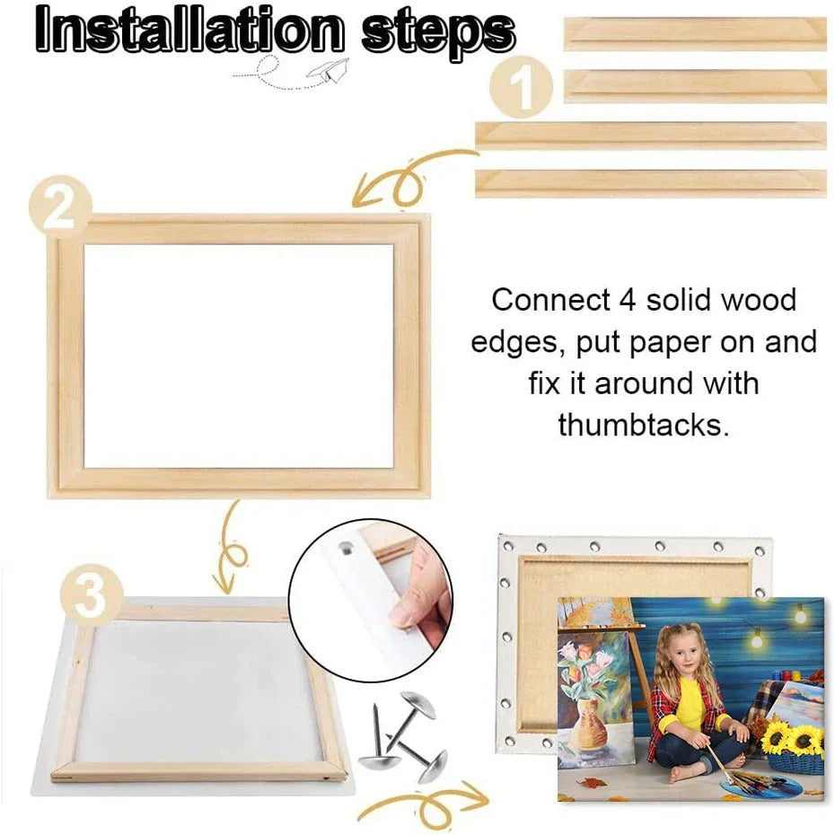 Wooden DIY Canvas Stretcher Frame Bars - Adjustable Picture Frame for Diamond & Oil Paintings, Posters & Wall Art