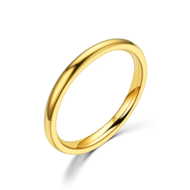 2mm (0.08 in) Rose Gold Stainless Steel Thin Band - Minimal Stackable Women's Wedding Ring Gift