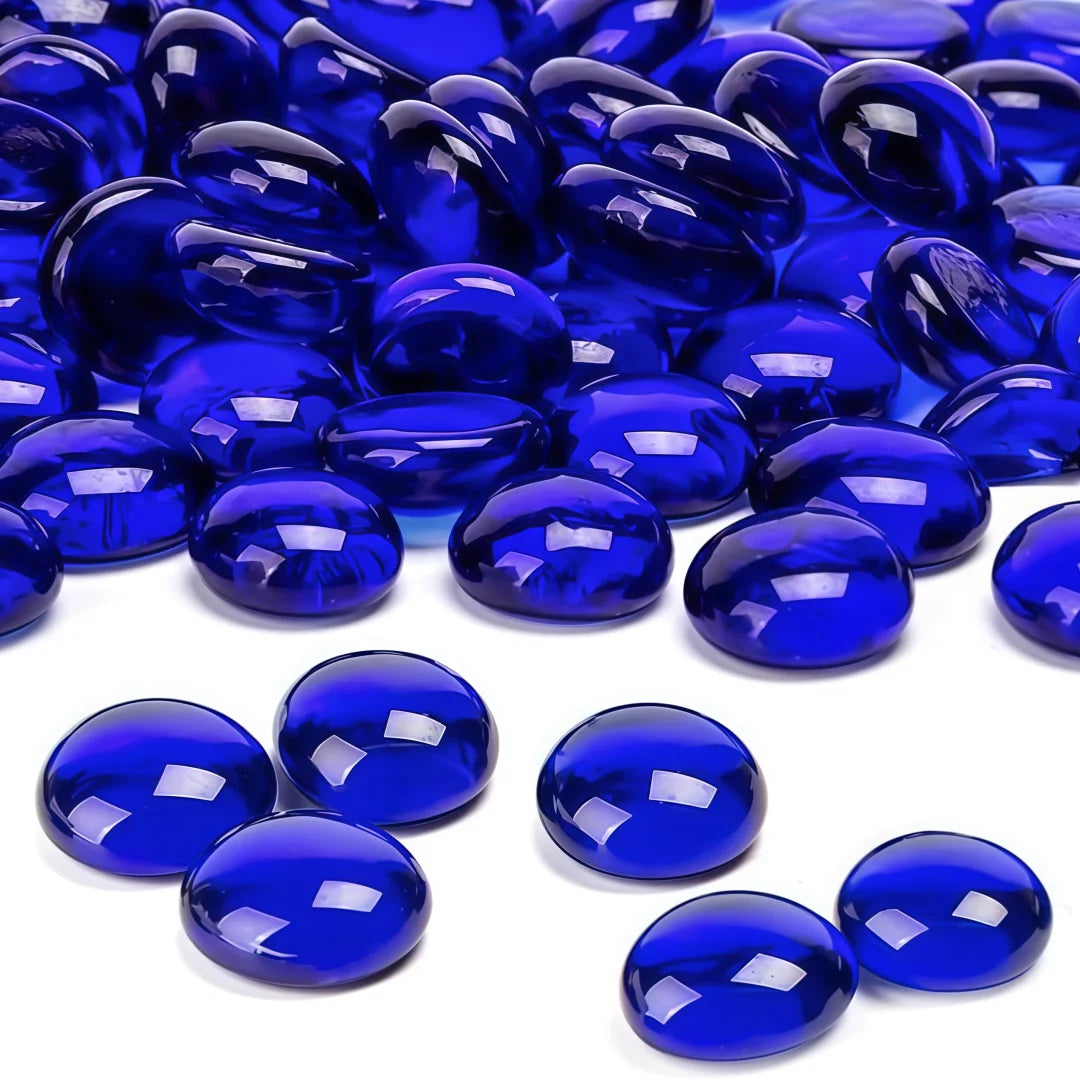 Vibrant Blue Glass Beads, 15–17mm (0.59–0.67 in), 50g/100g/200g (1.76/3.53/7.05 oz) for DIY Crafts, Vase Fillers & Aquarium Decor