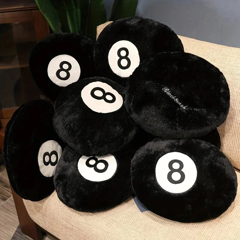 8-Ball Throw Pillow Cushion – Black Billiard Accent Pillow for Sofa, Tatami, Halloween & Christmas Decor