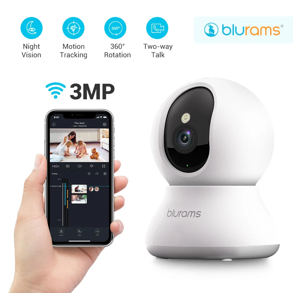 2K 360° Pet Camera for Home – Indoor Wi‑Fi PTZ Dog Camera with 2-Way Audio, Motion & Pet Detection, Night Vision