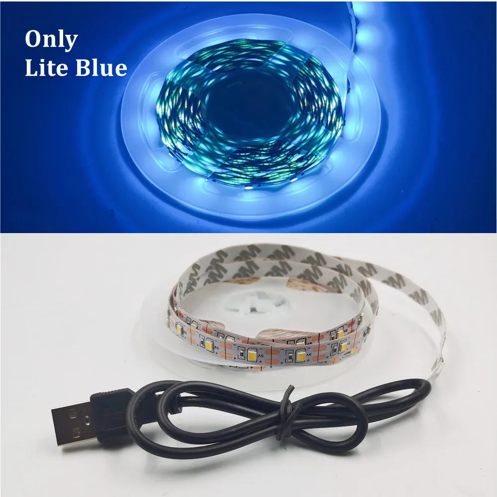 5V USB LED Strip Light 5m (16.4ft) & 1m (3.3ft) SMD3528 — Waterproof Flexible Color Strip Warm/Cool White + RGB for Cabinet, Ceiling & TV Backlight